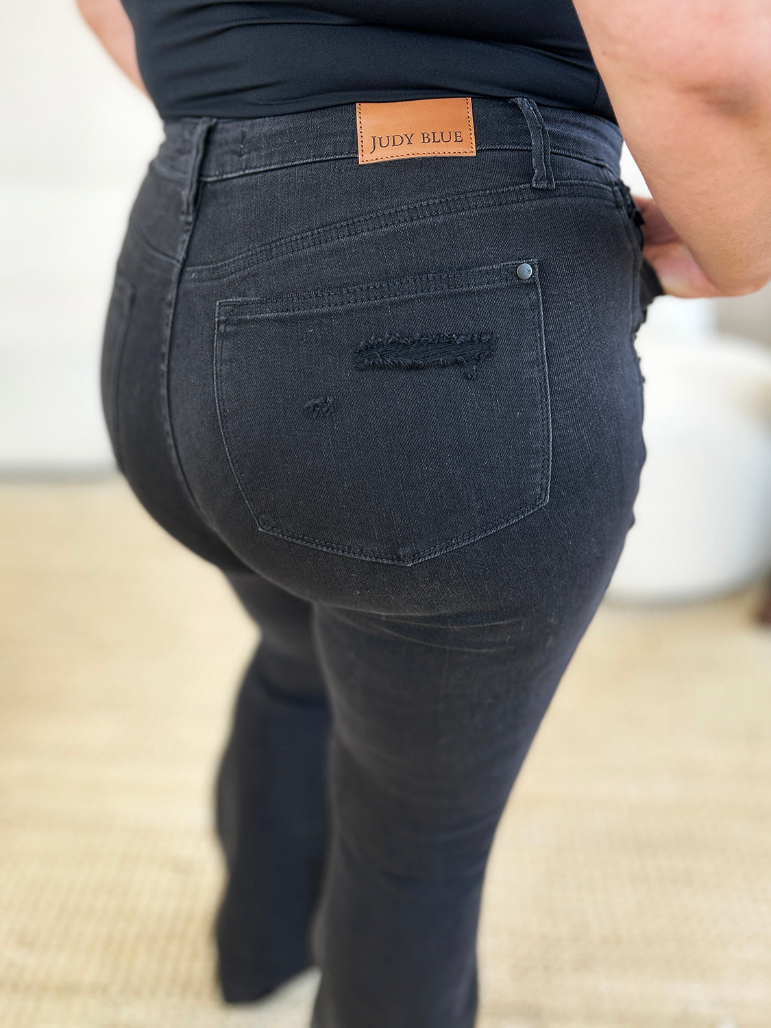 Judy Blue Full Size High Waist Distressed Flare Jeans-0-24W