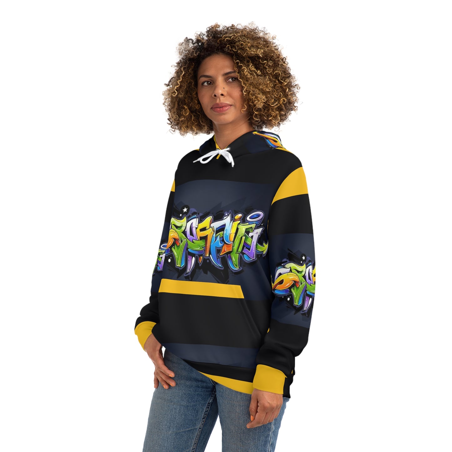 COLORFUL GRAFFITI UNISEX black/yellow Fashion Hoodie