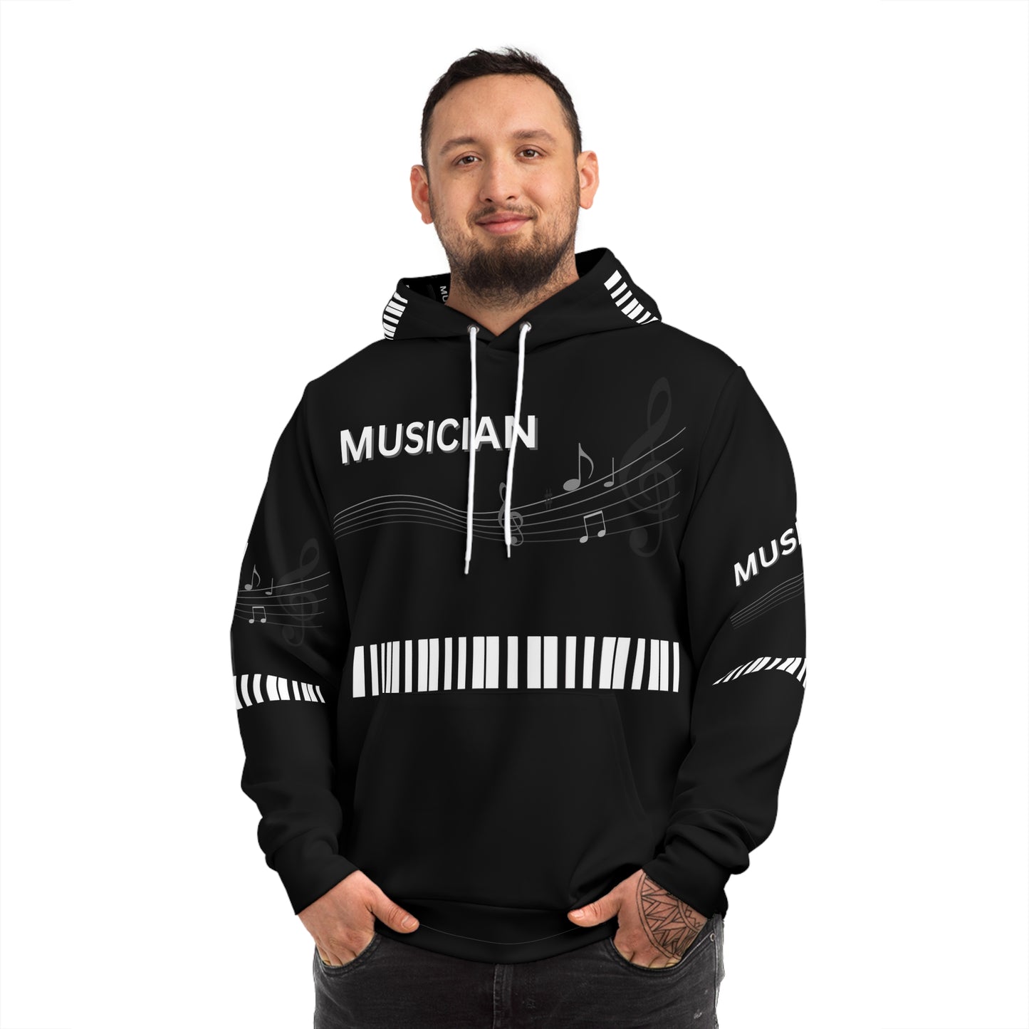 MUSICIAN'S PIANO Unisex Black Fashion Hoodie