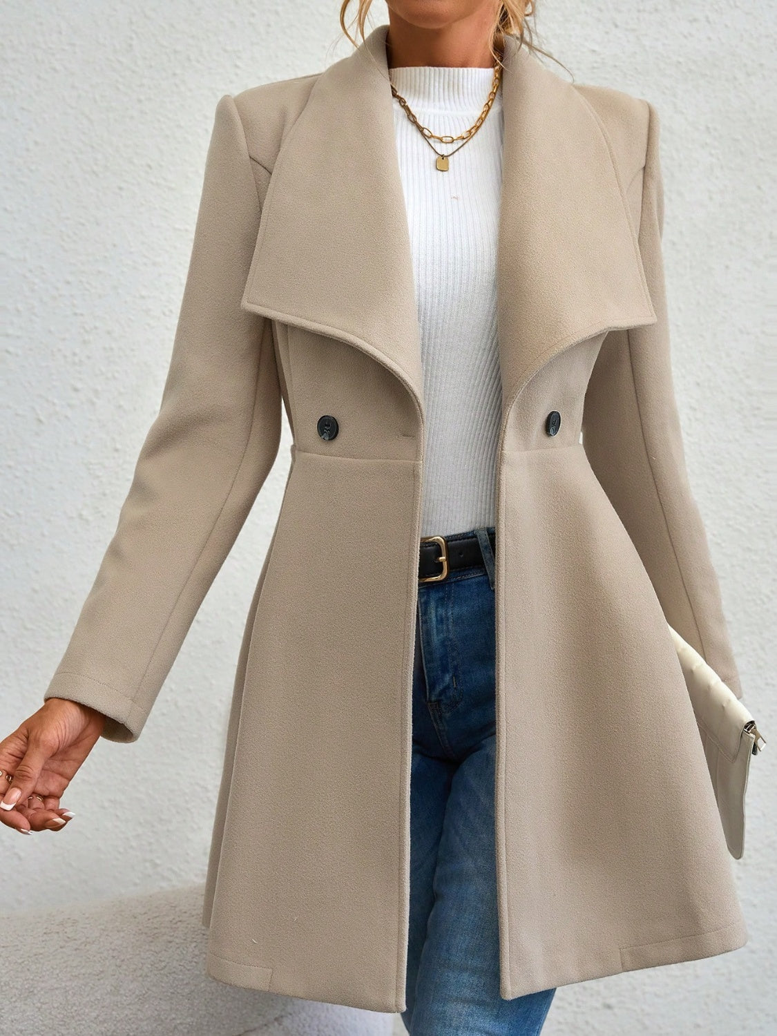 Collared Neck Button Up Long Sleeve Coat (red/black/tan/tan/mustard)-SMALL-XL