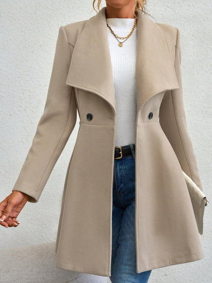 Collared Neck Button Up Long Sleeve Coat (red/black/tan/tan/mustard)-SMALL-XL