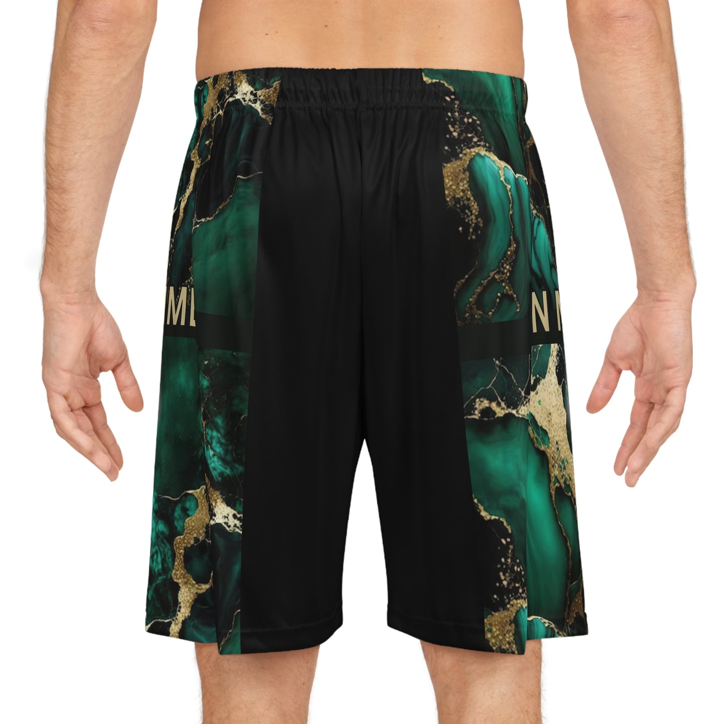 IN MY PRIME GREEN & GOLD MARBLE Basketball Shorts