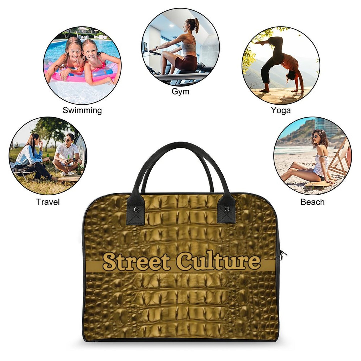 STREET CULTURE Alligator Travel Bag with double zippers (waterproof)
