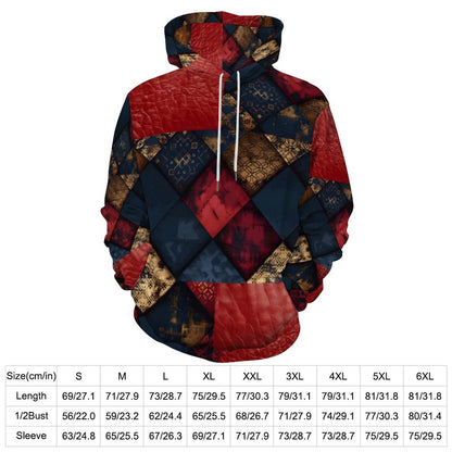 TRIANGLES & LEATHER Men's Hoodie with Double-layer Cap-SMALL-6XL