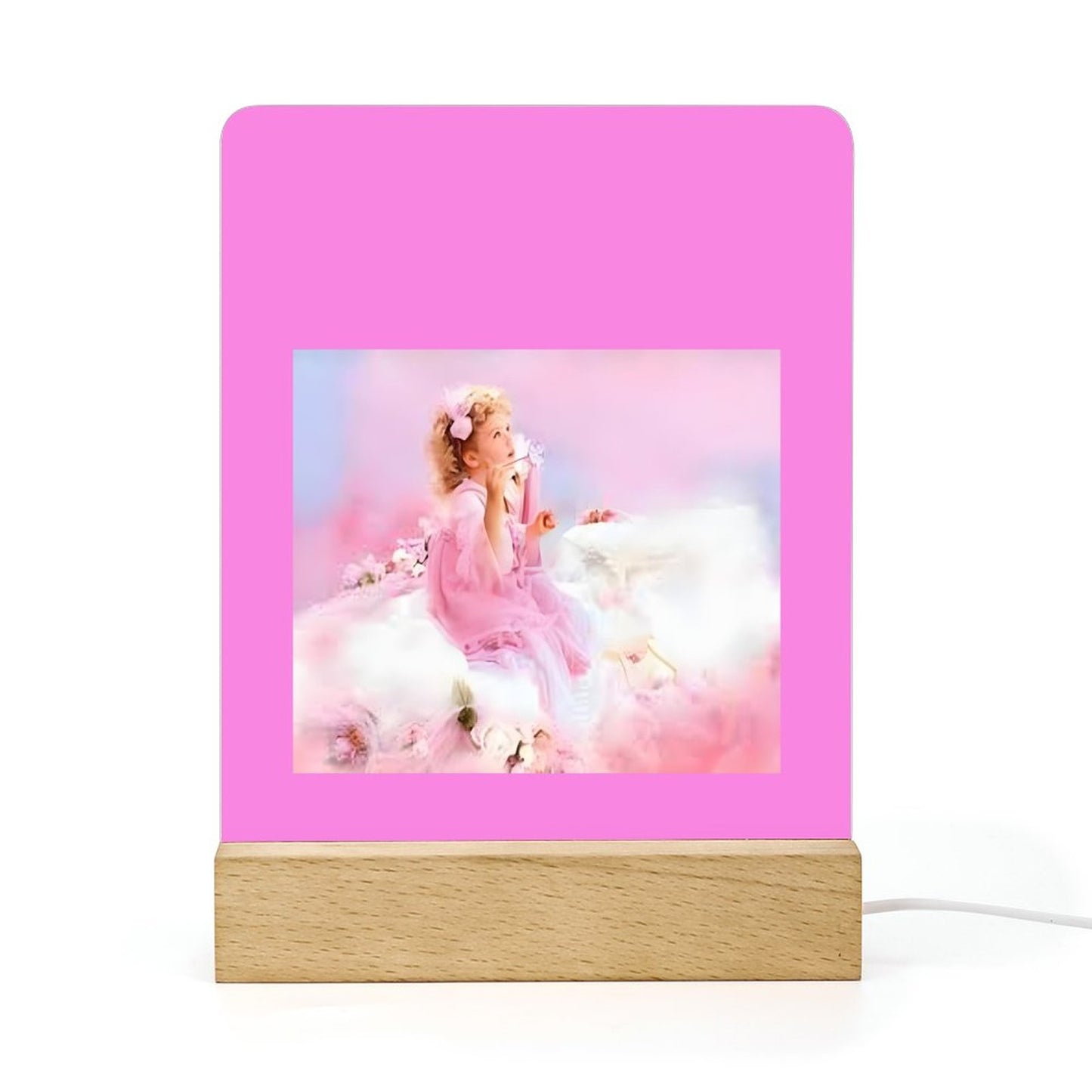 Acrylic Night Light with Wooden Base