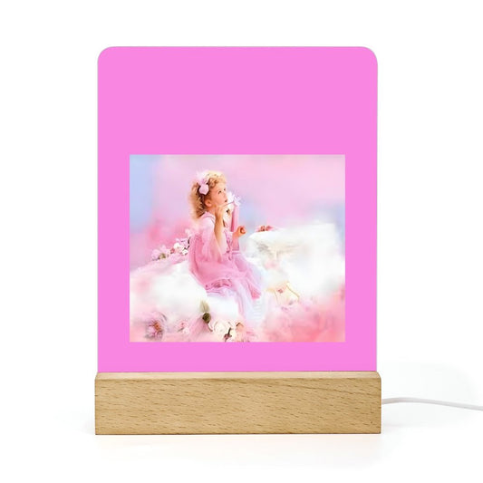 Acrylic Night Light with Wooden Base