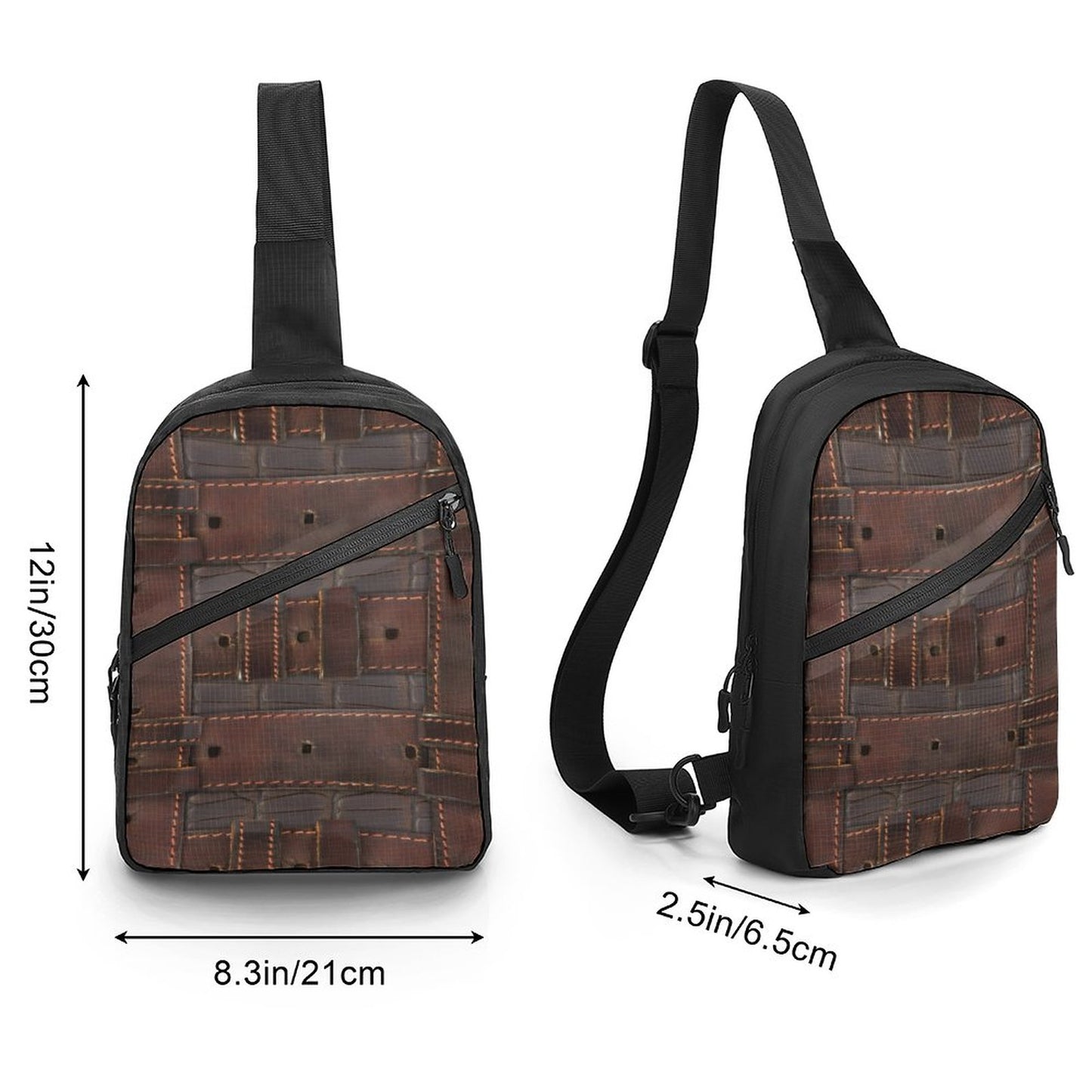 RUGGED LEATHER BUCKLE Print Crossbody Sling Bag