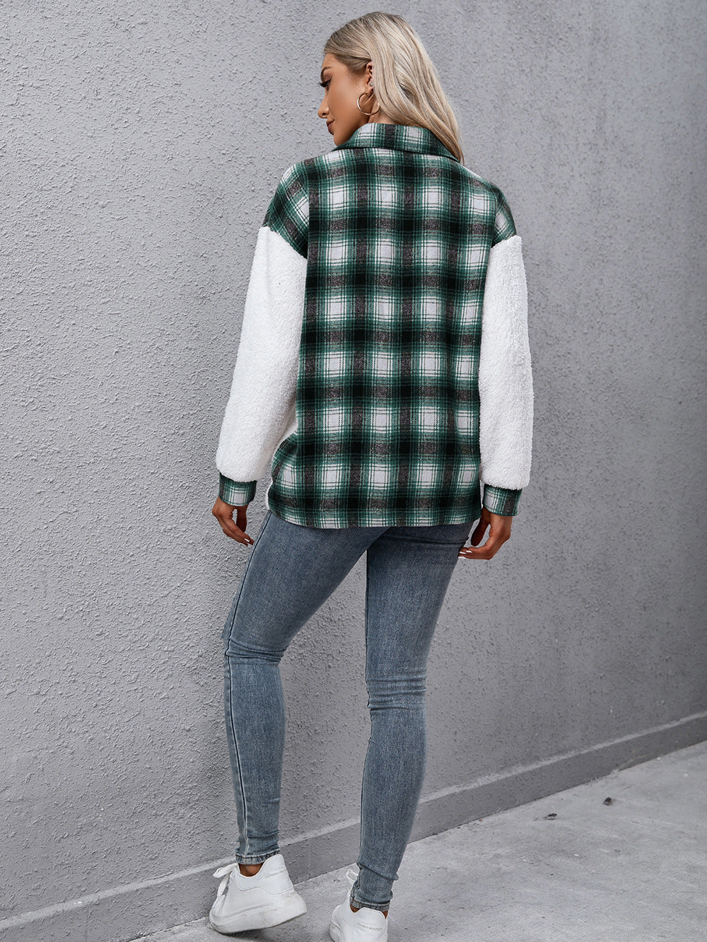 Ivy Lane Plaid Collared Neck Button Down Jacket-SMALL-XL