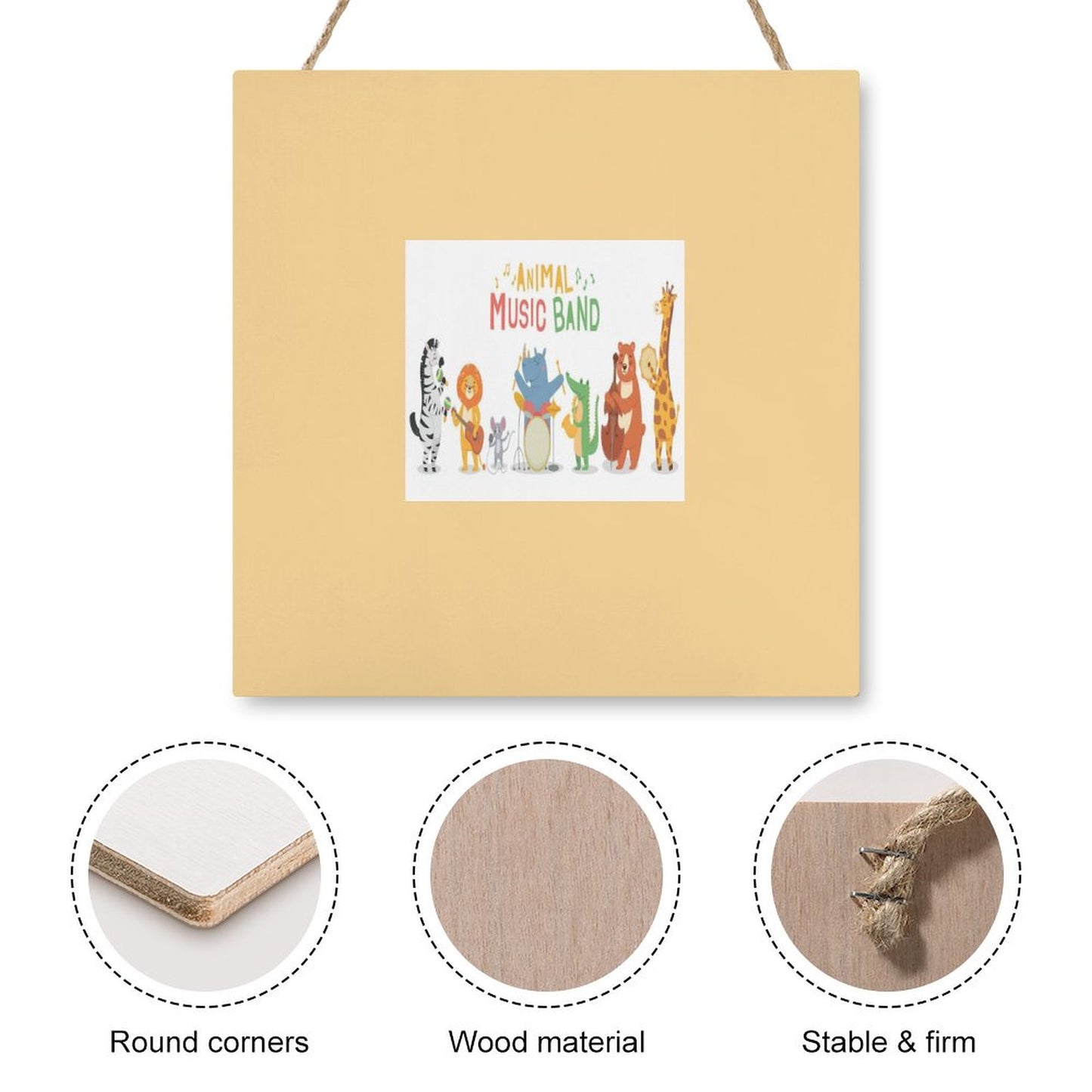 Square Wood Wall Decor Hanging Sign-12"x12"/30x30cm