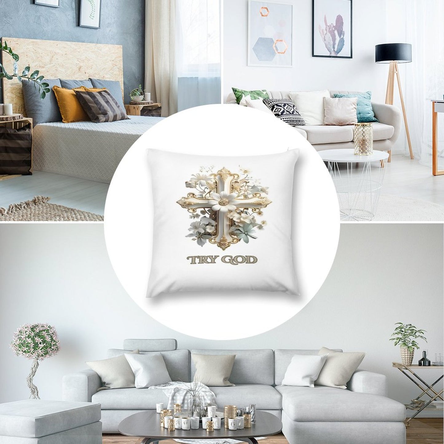 Short Plush Pillow Cover(Dual-sided Printing)-TRY GOD