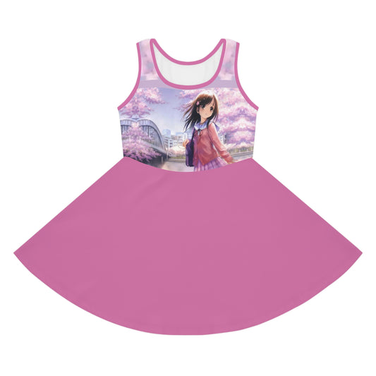 SCHOOL GIRL Girls' Sleeveless Sundress (pink)