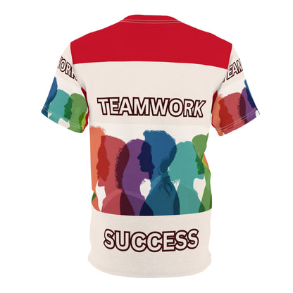 TEAMWORK SUCCESS Unisex Tee on red (for groups or events)