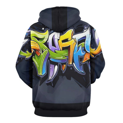 COLORFUL GRAFFITI  Hoodie with Double-layer Cap-SMALL-6XL