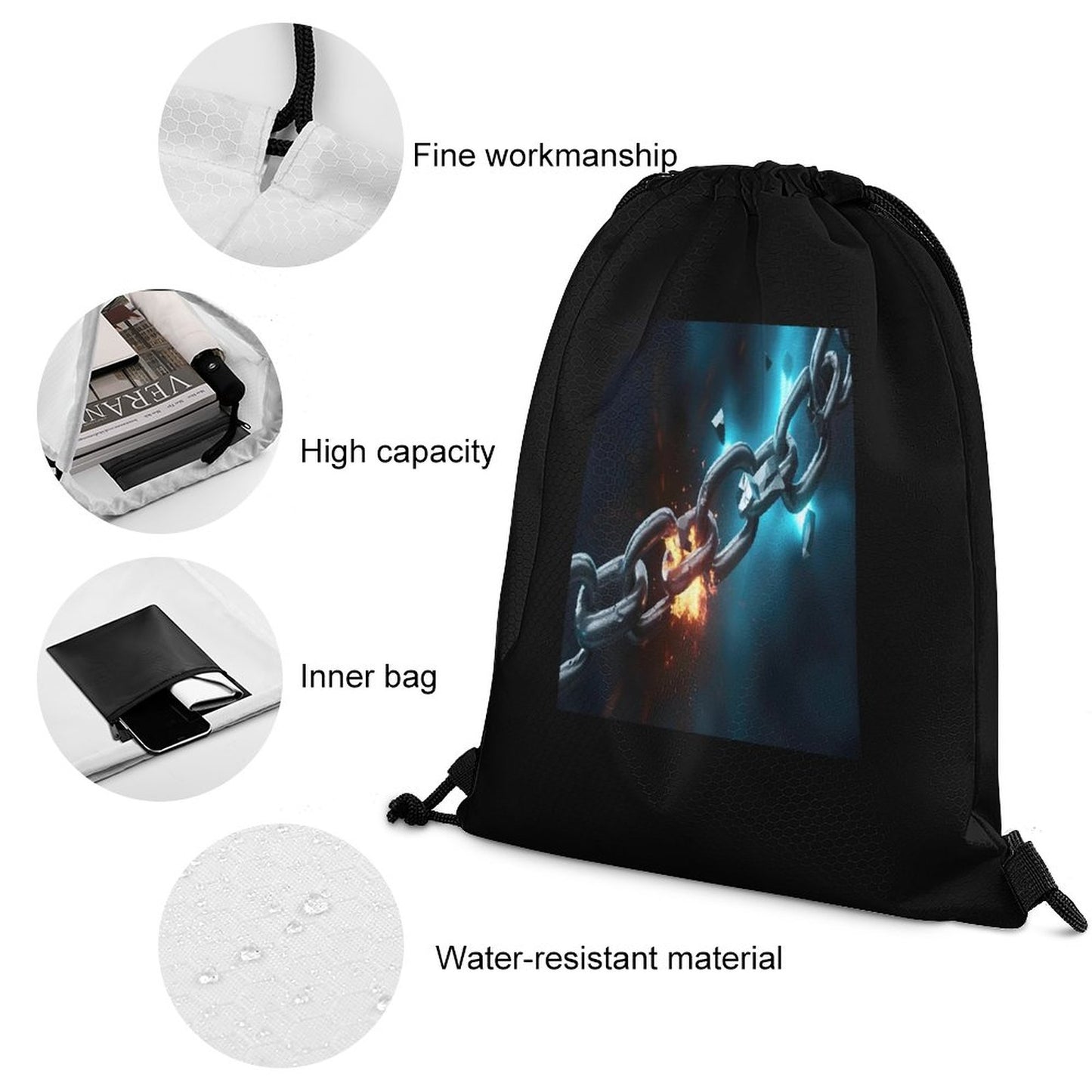 Custom Drawstring Bags with Waffle Cloth Designs
