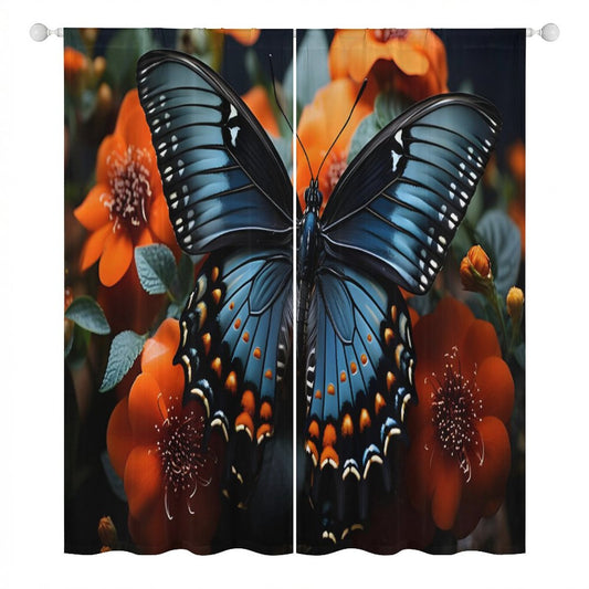 Sheer Curtain-BLUE BUTTERFLY
