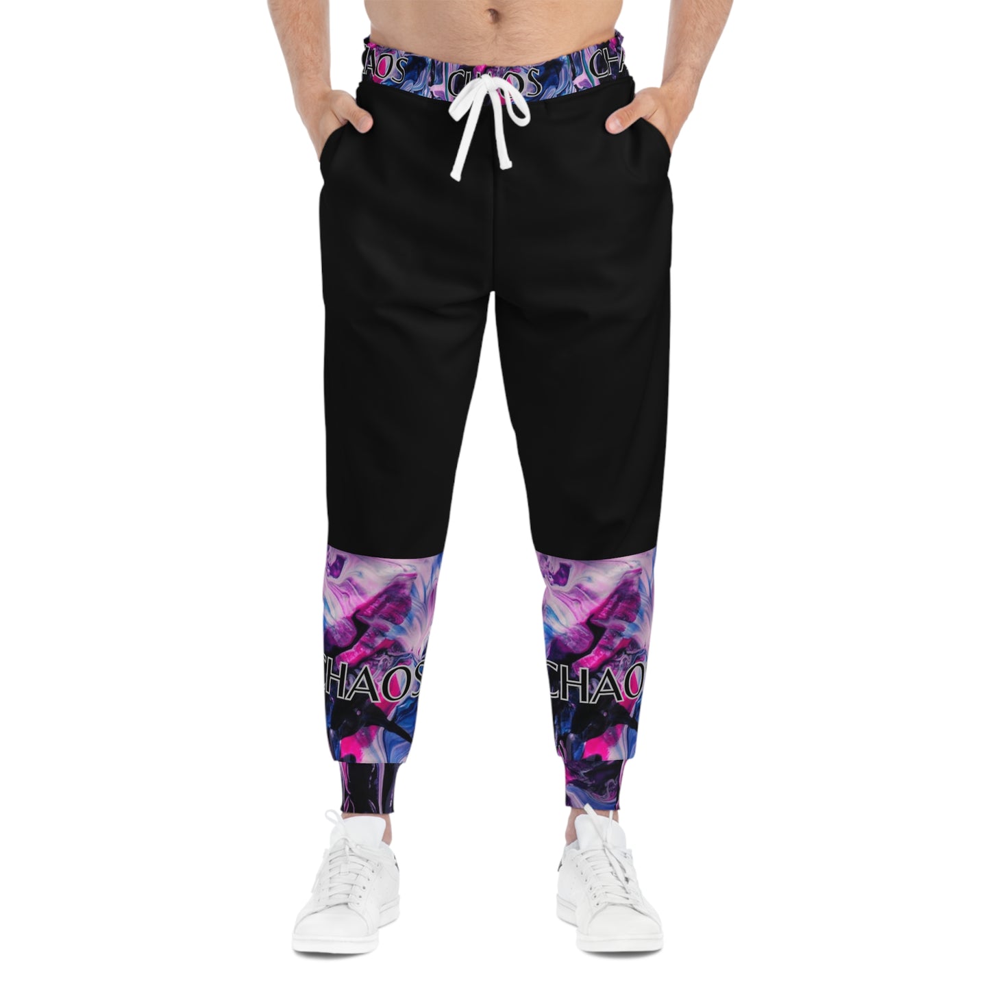 CHAOS on Black Unisex Athletic Joggers-SMALL-3XL