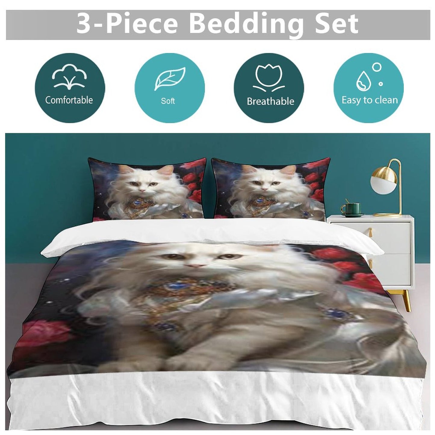 3-Piece Bedding Set-86"×70"/ 218×177cm (Dual-sidede Printing)