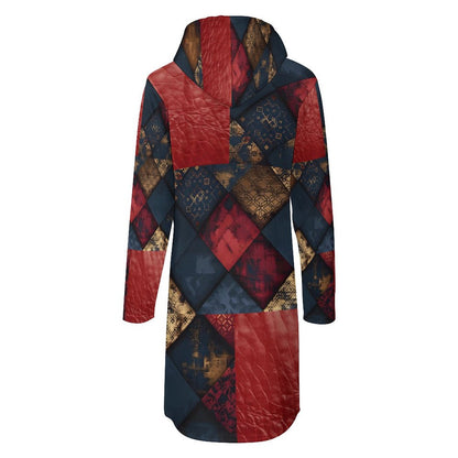 TRIANGLES & LEATHER Long Sleeve Hoodie Dress-SMALL-5XL