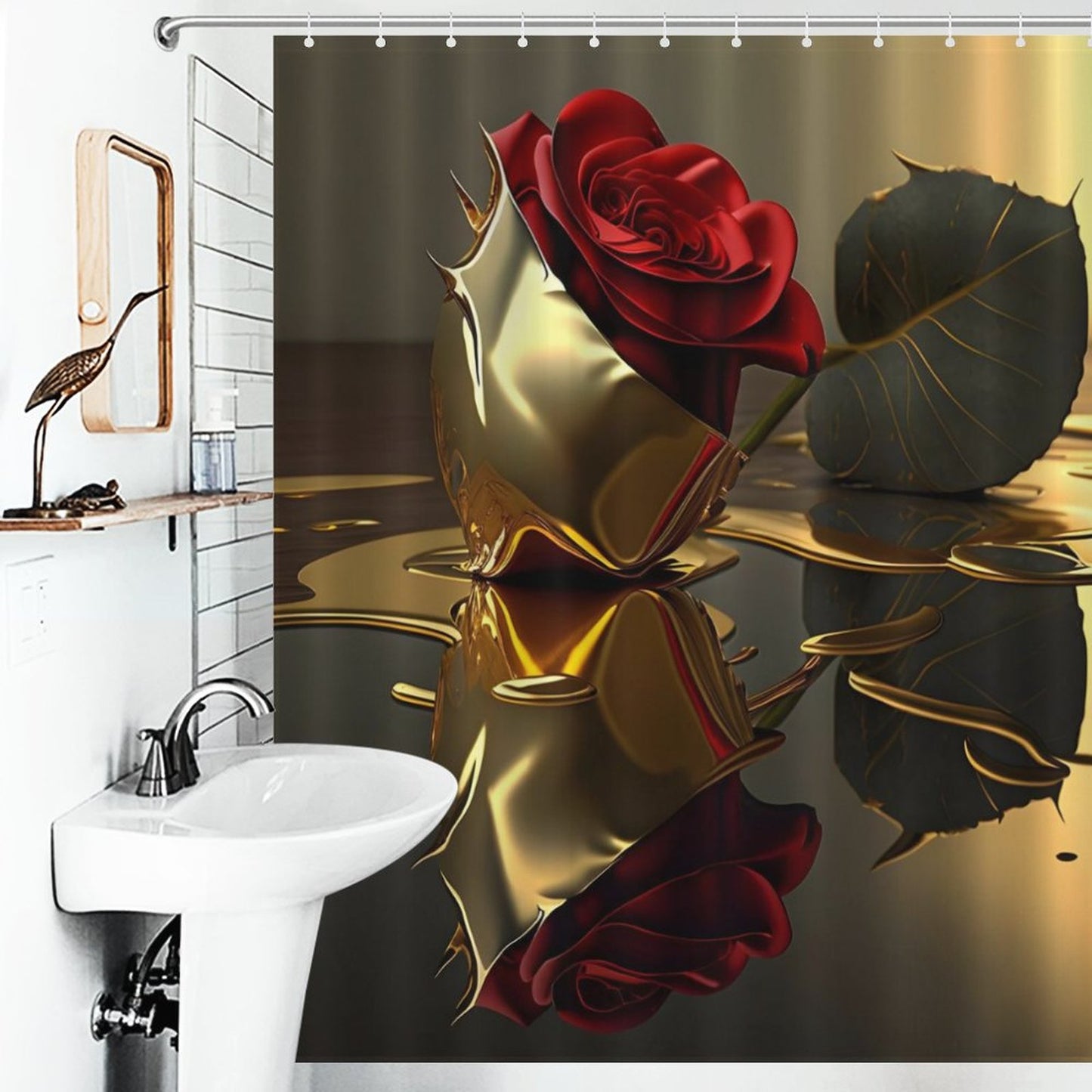 ROSE IN GOLD Shower Curtain-66x72Inch (168x183cm)