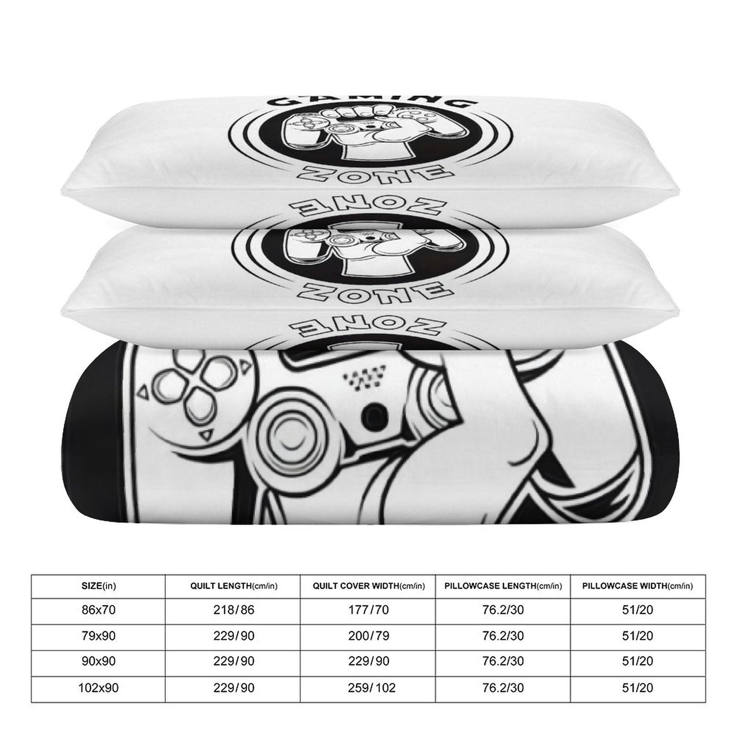 3-Piece Bedding Set-102"x90"/ 259x229cm (Dual-sided Printing)