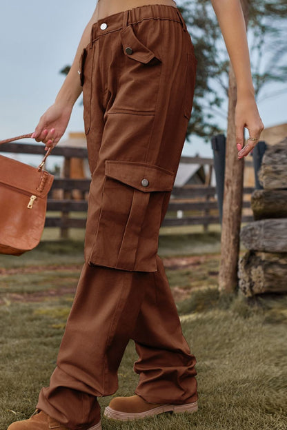 UNSEX Loose Fit Long Cargo Pants with Pockets-SMALL-2XL