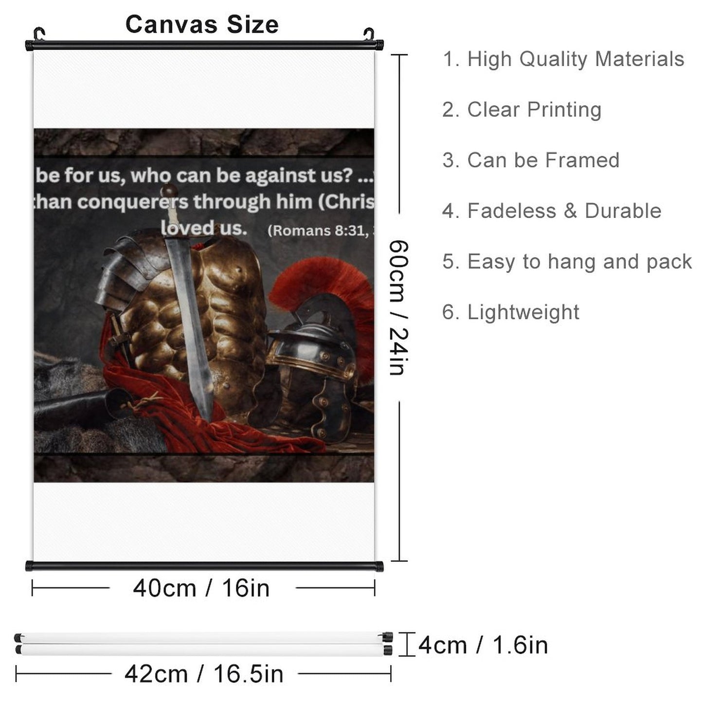 Canvas Hanging Poster with Scrolls-16"x24"/ 40x60cm