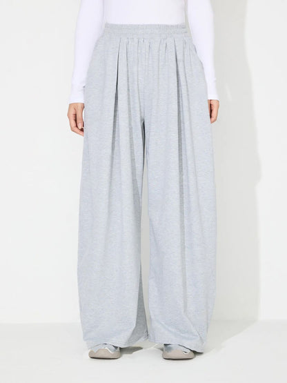 Elastic Waist Wide Leg Pants with Pockets (black/light grey/dark grey)-SMALL-XL