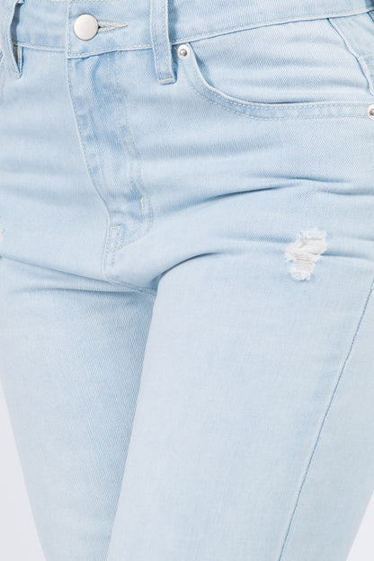 American Bazi High Waist Distressed Raw Hem Jeans-SIZE 1-13