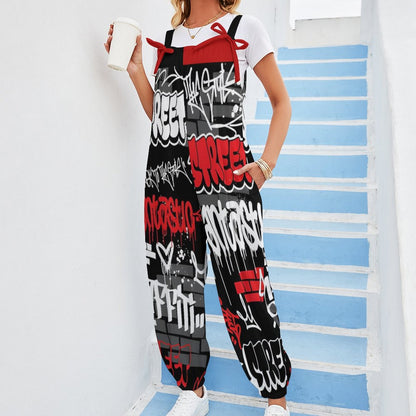 B/R/W GRAFFITI Spaghetti Strap Jumpsuit