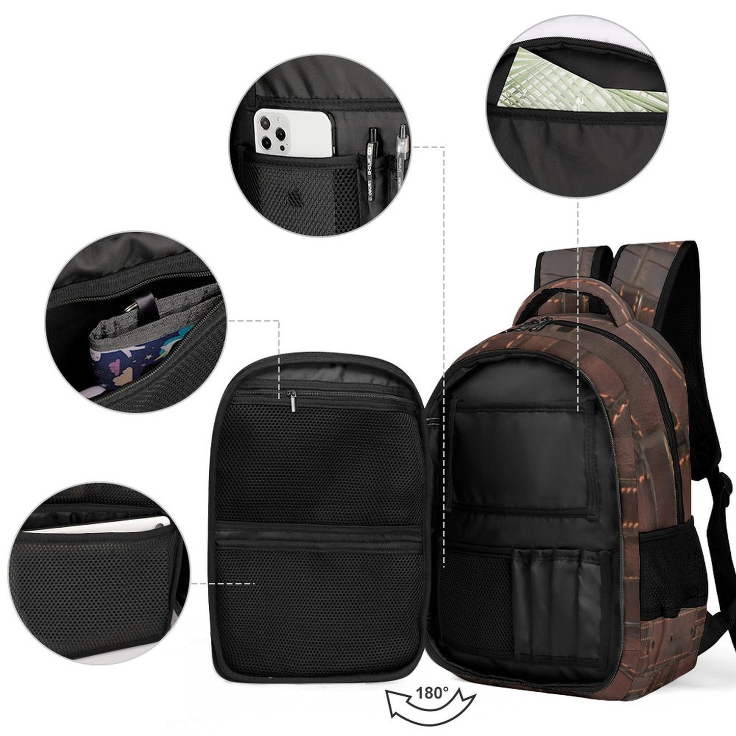 RUGGED LEATHER BUCKLE Print Backpack