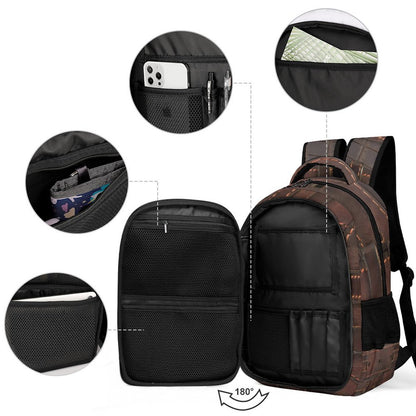 RUGGED LEATHER BUCKLE Print Backpack