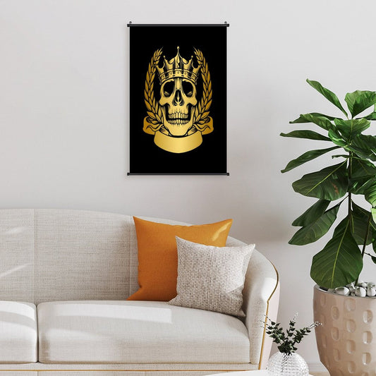 Canvas Hanging Poster with Scrolls-16"x24"/ 40x60cm-GOLD SKULL