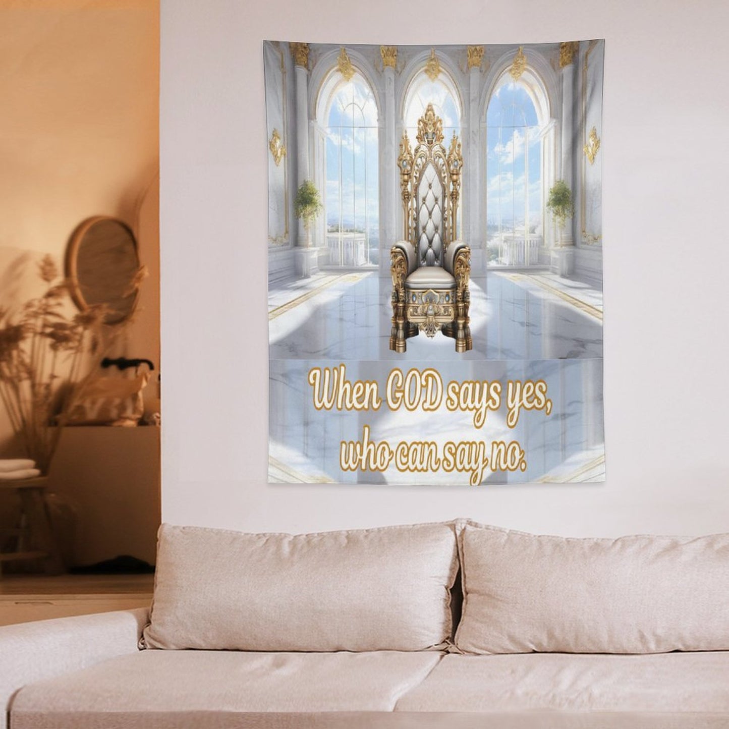 Wall Art with Vertical Tapestry