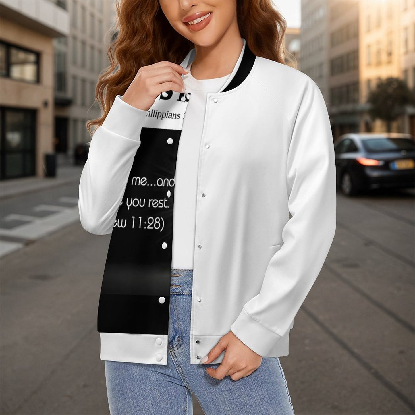 180gsm Women's Baseball Jacket(All-Over Printing)