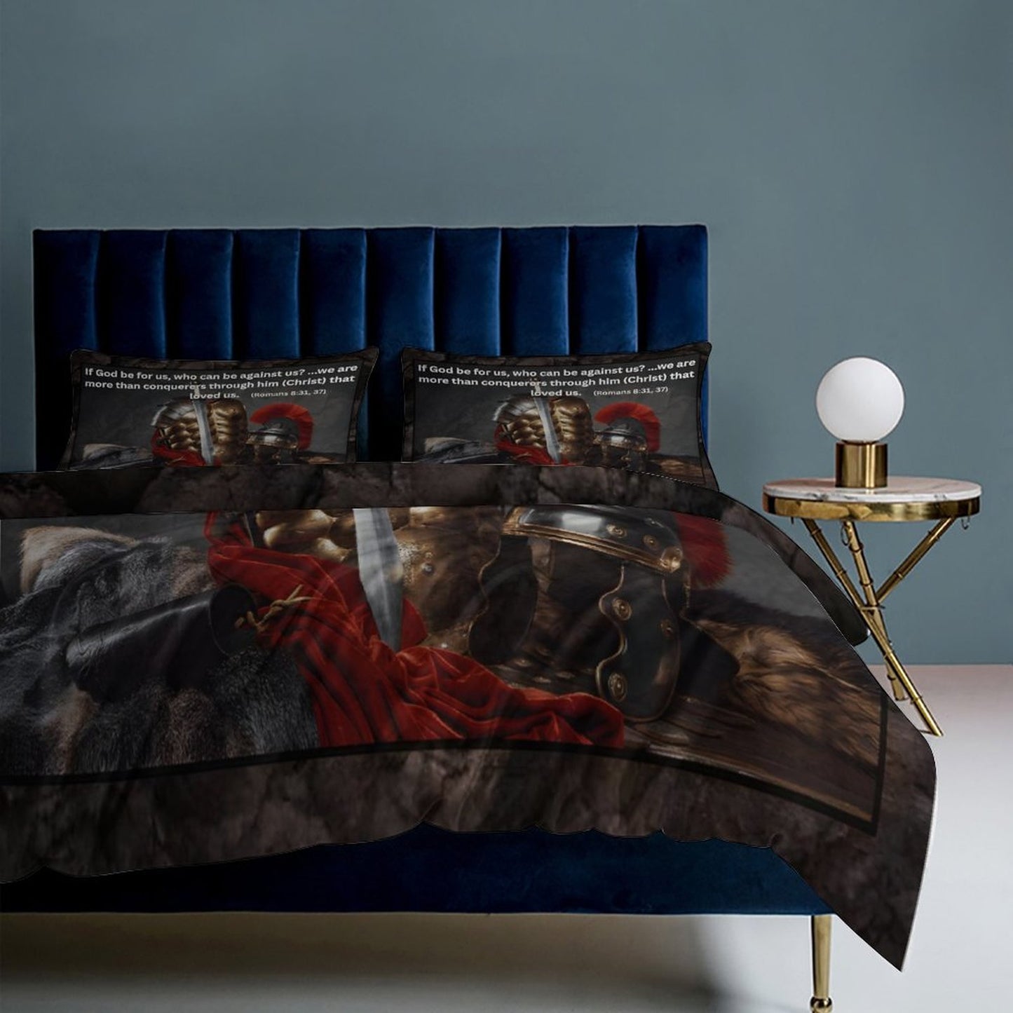 TWIN 3-Piece Bedding Set-86"×70"/ 218×177cm (Dual-sided Printing)-MORE THAN A CONQUERER