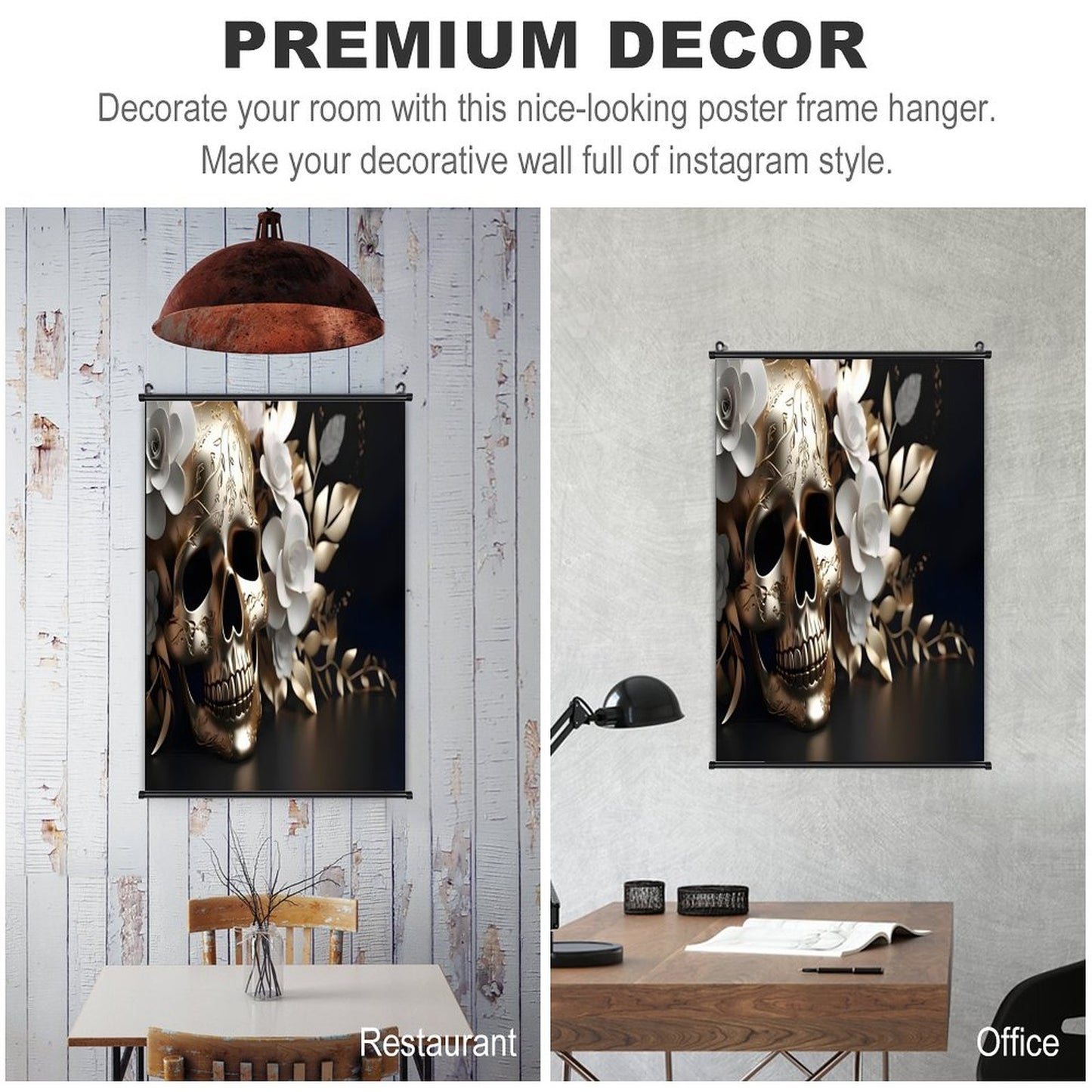 Canvas Hanging Poster with Scrolls-16"x24"/ 40x60cm-FLOWER SKULL