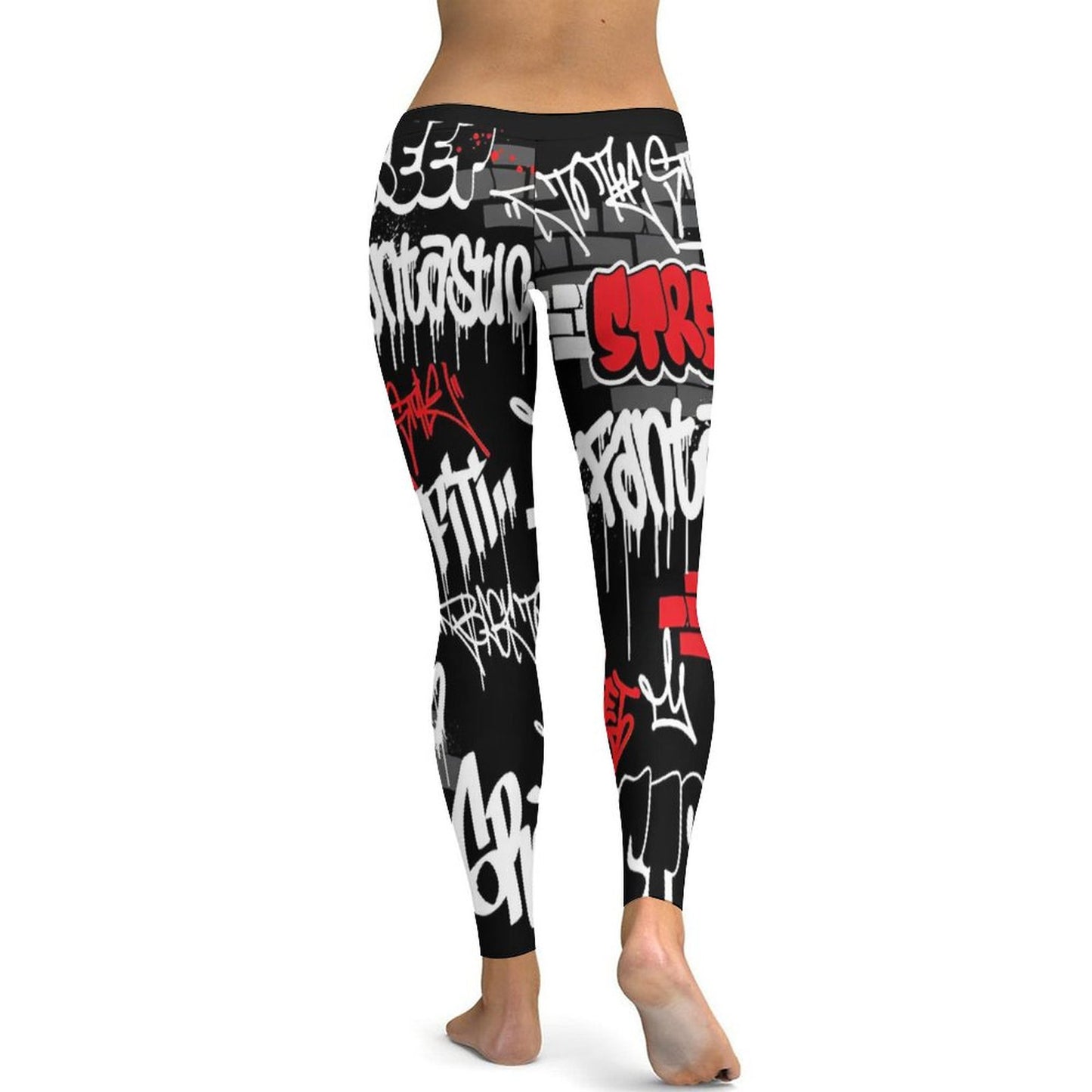 B/R/W GRAFFITI Hot Yoga Pants for Women