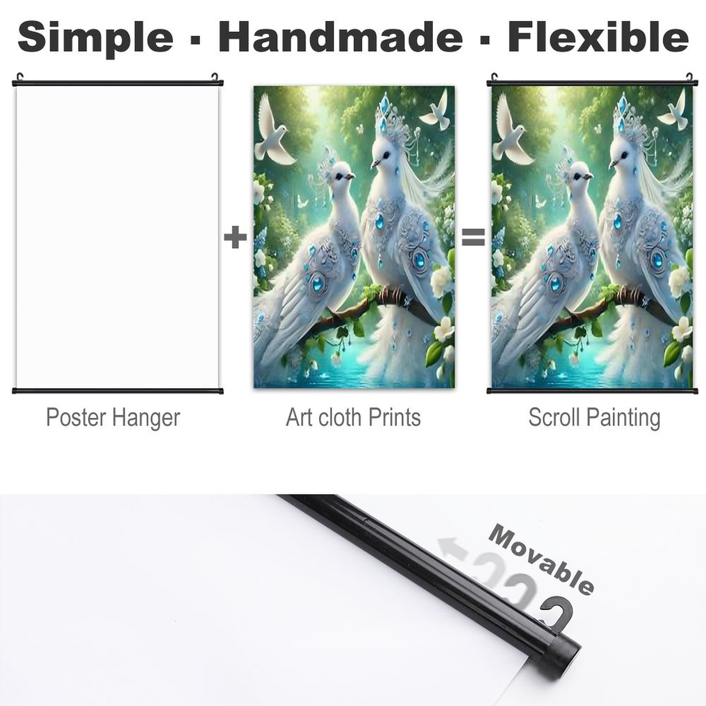 Canvas Hanging Poster with Scrolls-16"x24"/ 40x60cm