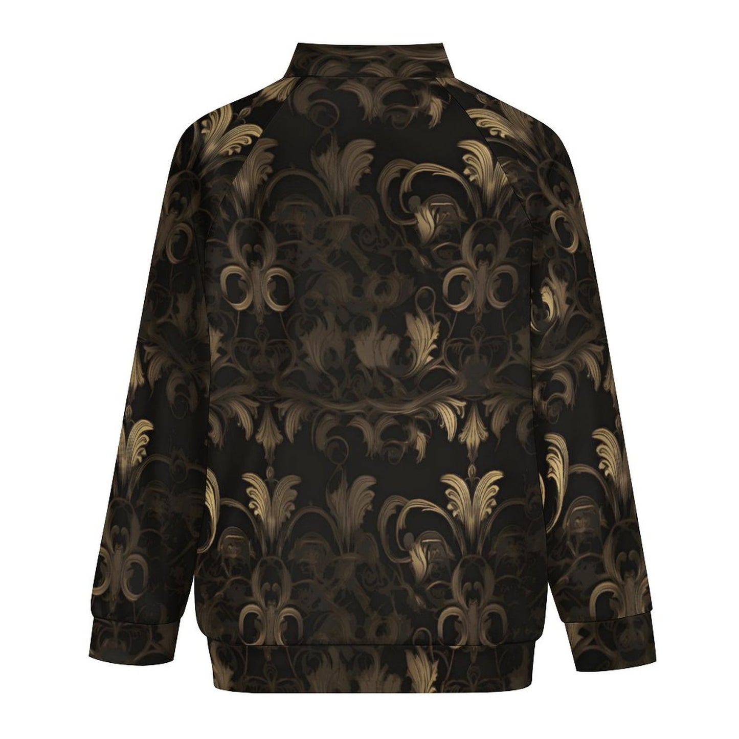 BLACK & GOLD ACCENT Raglan Zipper Jacket-SMALL-5XL