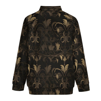 BLACK & GOLD ACCENT Raglan Zipper Jacket-SMALL-5XL