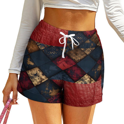 TRIANGLES & LEATHER Loose High Waisted Shorts-SMALL-3XL