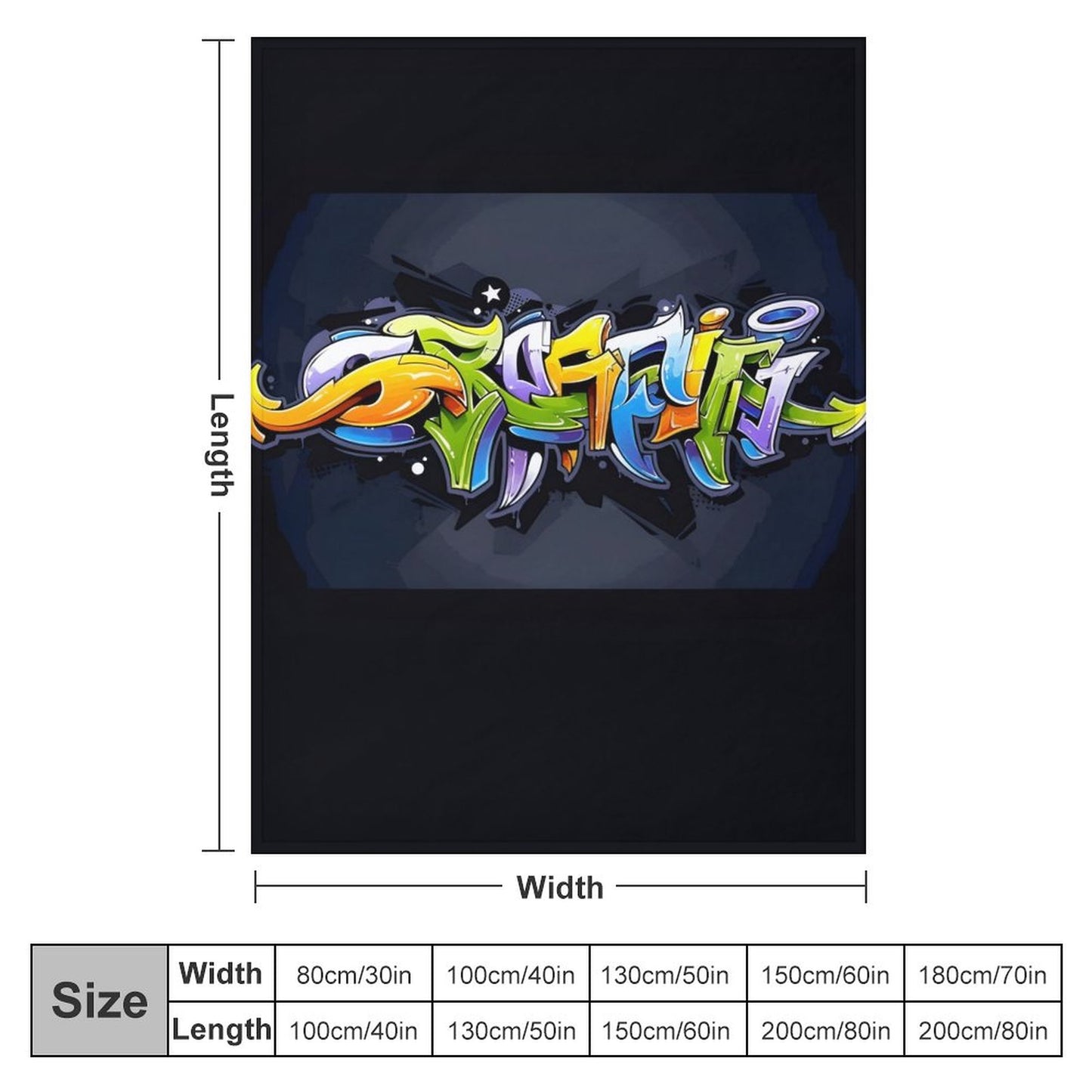 COLORFUL GRAFFITI Plush Flannel Blanket-60"x80" (Dual-sided Image)