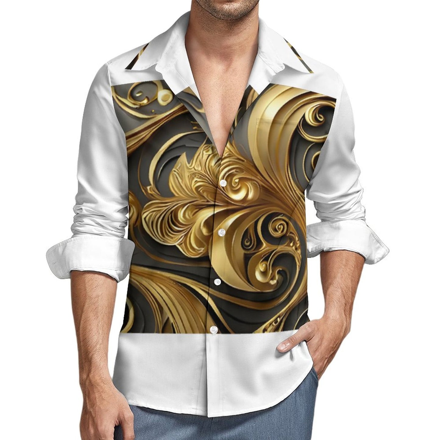 Men's Long Sleeve Shirt with Pocket(All-Over Printing)