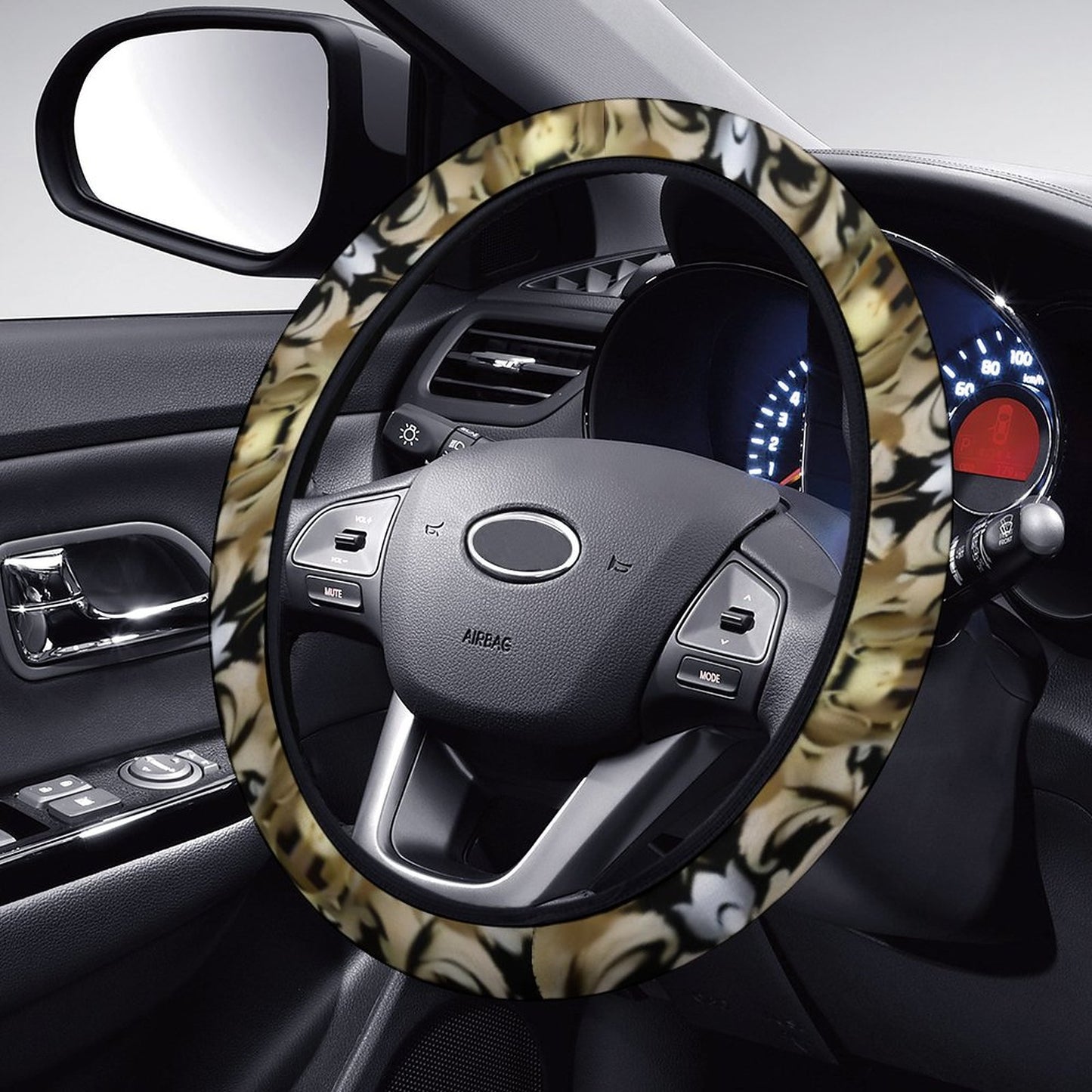 Car Steering Wheel Cover-black & gold