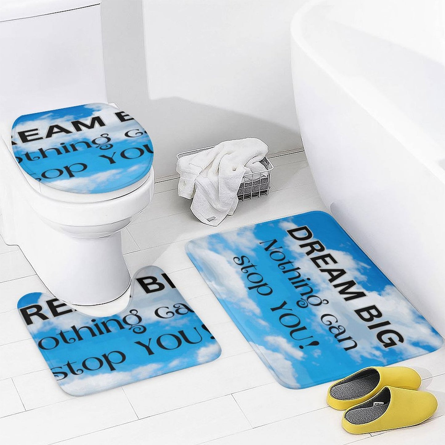 Shower Curtain Set with 3 Rugs