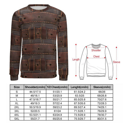 RUGGED LEATHER BUCKLE Print Round Neck Men's Sweatshirt-SMALL-5XL