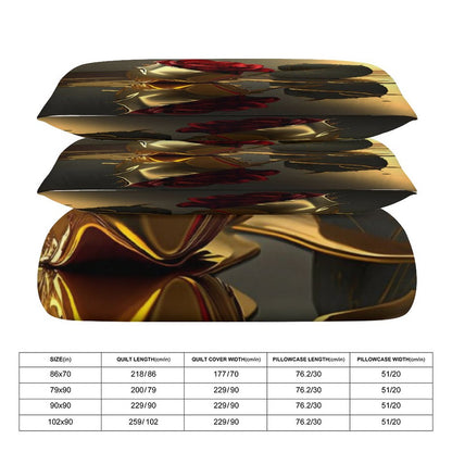 ROSE IN GOLD 3-Piece Bedding Set-86"×70"/ 218×177cm (Dual-sidede Printing)