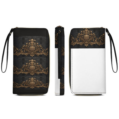Leather Wallet with Wristlet Strap (2 Pictures on 2 Sides)