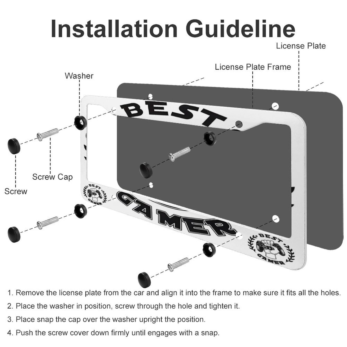 License Plate Frames with 4 Round Holes (1 Pair)