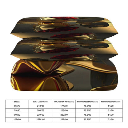 ROSE IN GOLD 3-Piece Bedding Set-102"x90"/ 259x229cm (Dual-sided Printing)
